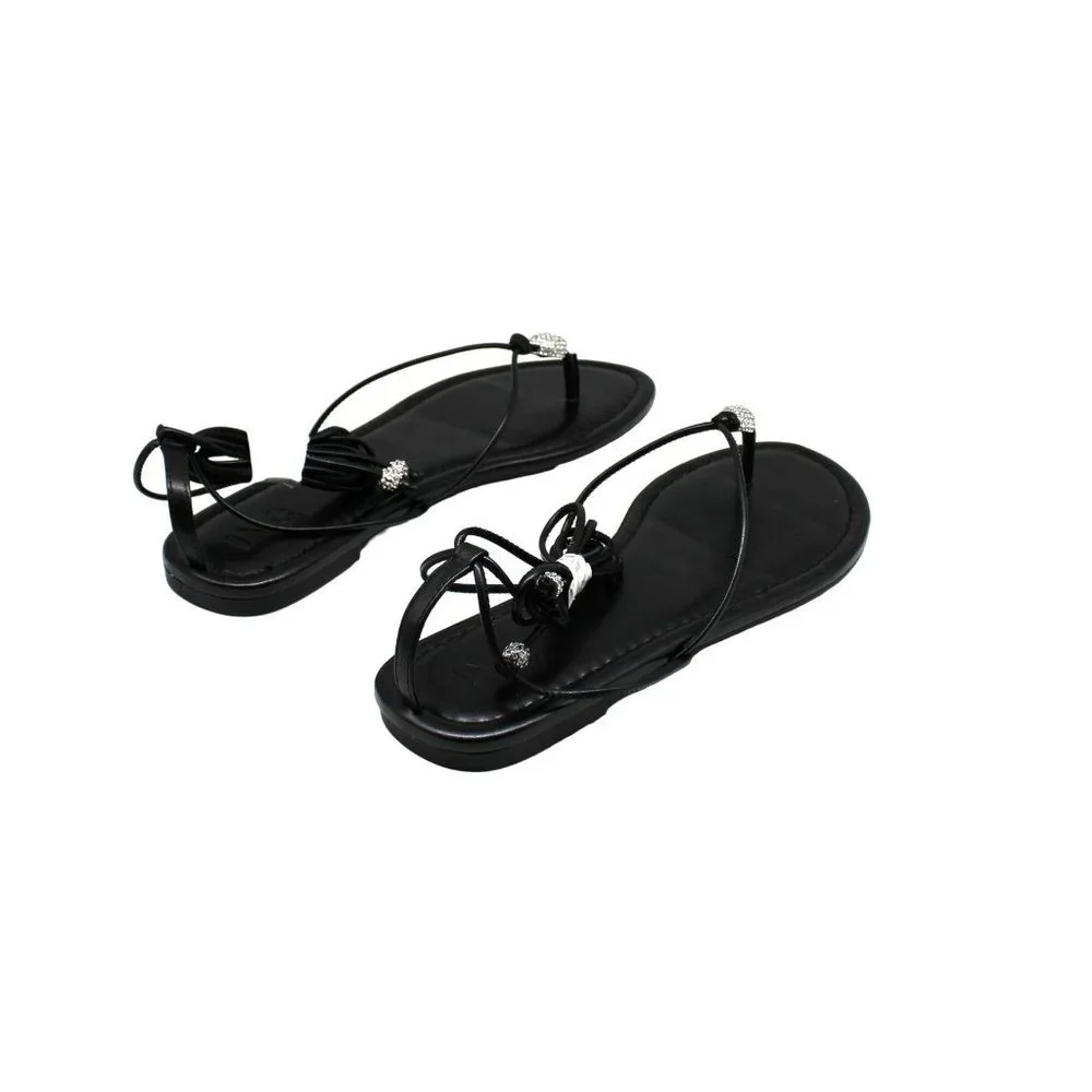 Effortlessly Chic: INC Women's Amille Tie-up Flat Sandals for Stylish Comfort - Picture 7 of 8